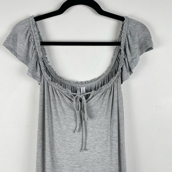 Nordstrom Maxi Dress Swing Tie Detail Peasant Flouncy Hem Minimalist M Gray - Picture 3 of 8